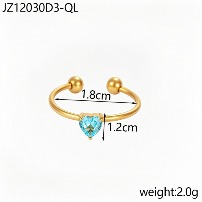 Cross-Border Hot-Selling Aperture Ring Zircon Inlaid Open Ring Stainless Steel Ins Birthstone Twisted Tail Ring