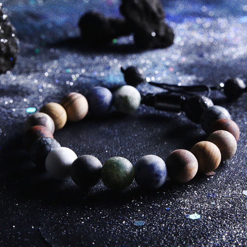 New Stone Solar System Eight Planets Bracelet Universe Milky Way Star Exploration Woven Bracelet Hot Item