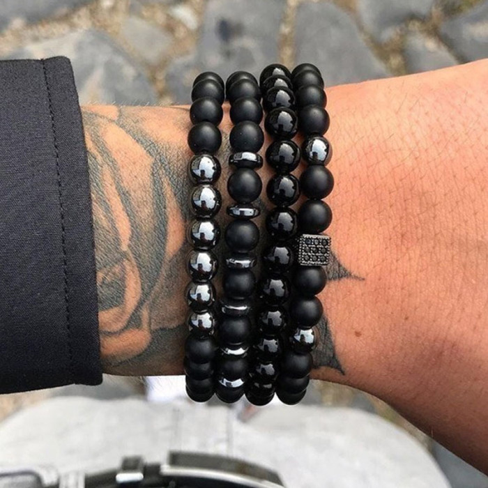 Cross-Border Foreign Trade Fashion Luxury Charm Men's Bracelet Zircon Stone Handmade Beaded Bracelet and Bangle Wholesale