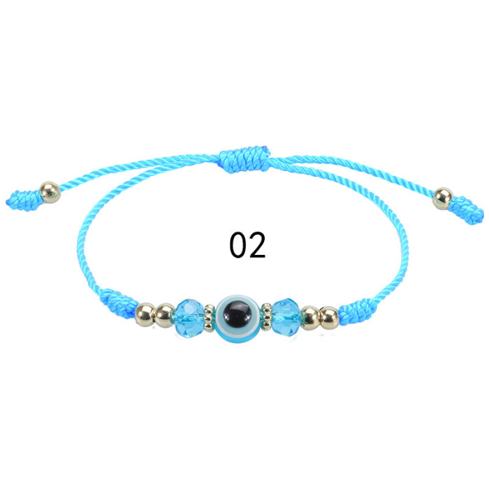 Amazon Hot-Selling Demon Eye Bracelet Crystal Beads Boys Girls Lucky Adjustable Woven Bracelet