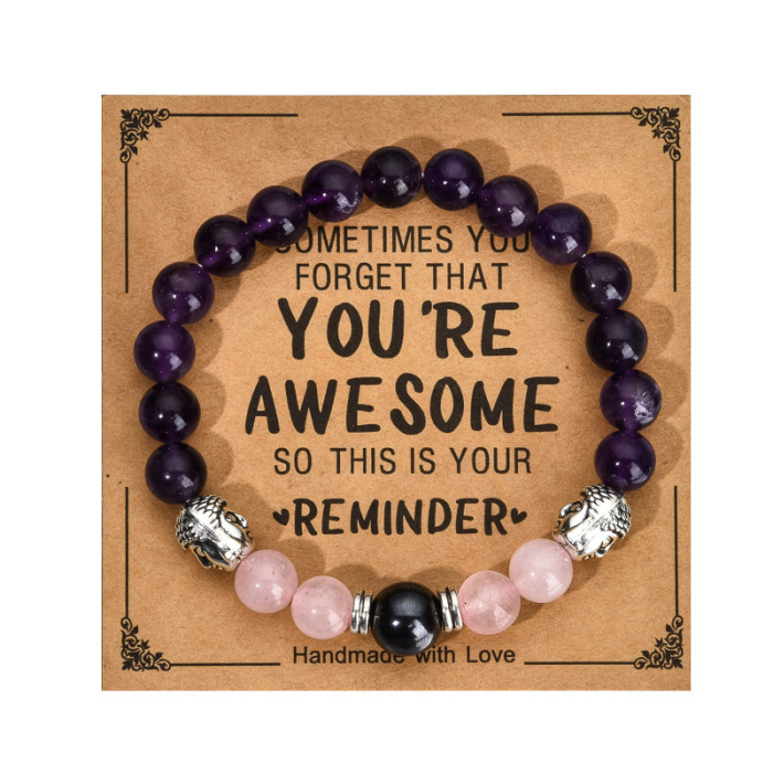 Cross-Border Jewelry Pink Zebra Stone Bead Bracelet Festival Gift for Men and Women Friendship Heart Bead Bracelet Wholesale Hot Item