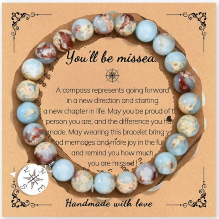 Cross-Border New Pink Zebra Red Vein Stone Pink Quartz African Turquoise Bracelet Pink Zebra Graduation Season Compass Bracelet