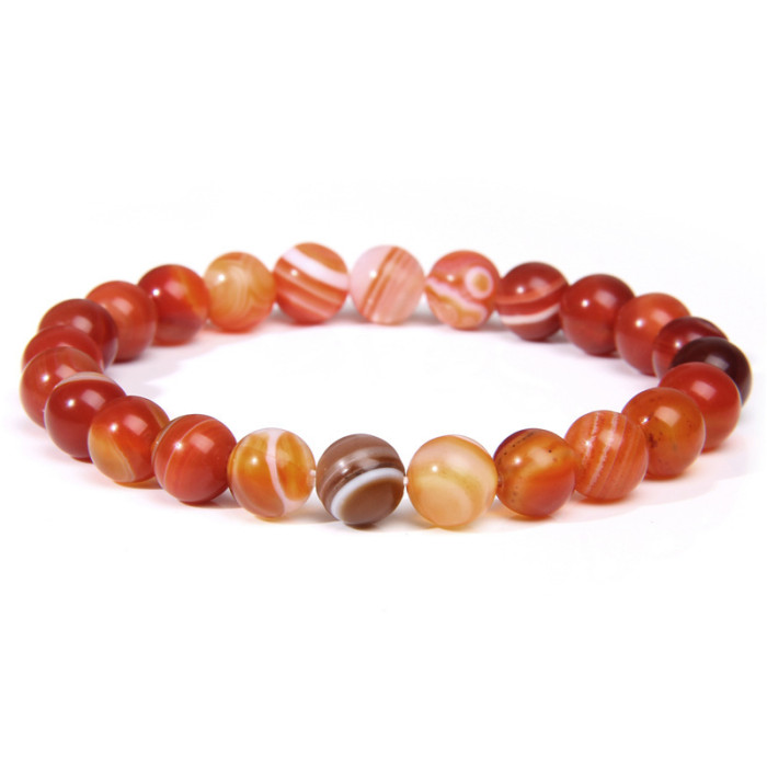 Amazon Hot Sale European and American 8mm Tiger Eye Stone White Pine Agate Crystal Stone Beads Bracelet Elastic Bracelet Cross-Border