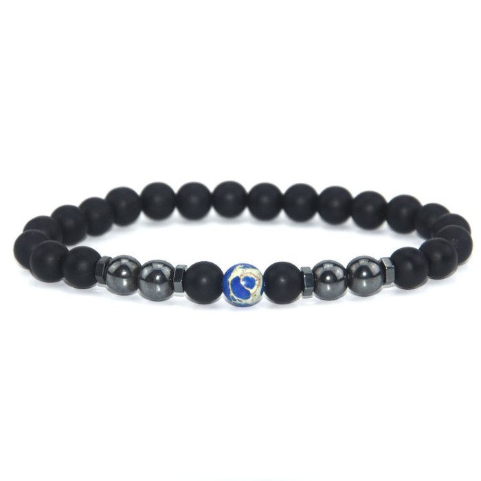 Cross-Border New Matte Black Bead Magnetic Anklet European and American Retro Snowflake Stone Magnetic Foot Jewelry Large Quantity at Great Price