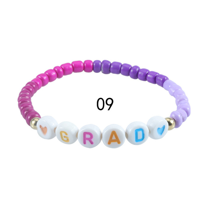 Colorful Rice Beads Elastic Cord Beaded Letter Bracelet Beach Vacation Style Bracelet Wholesale Couple Bracelet