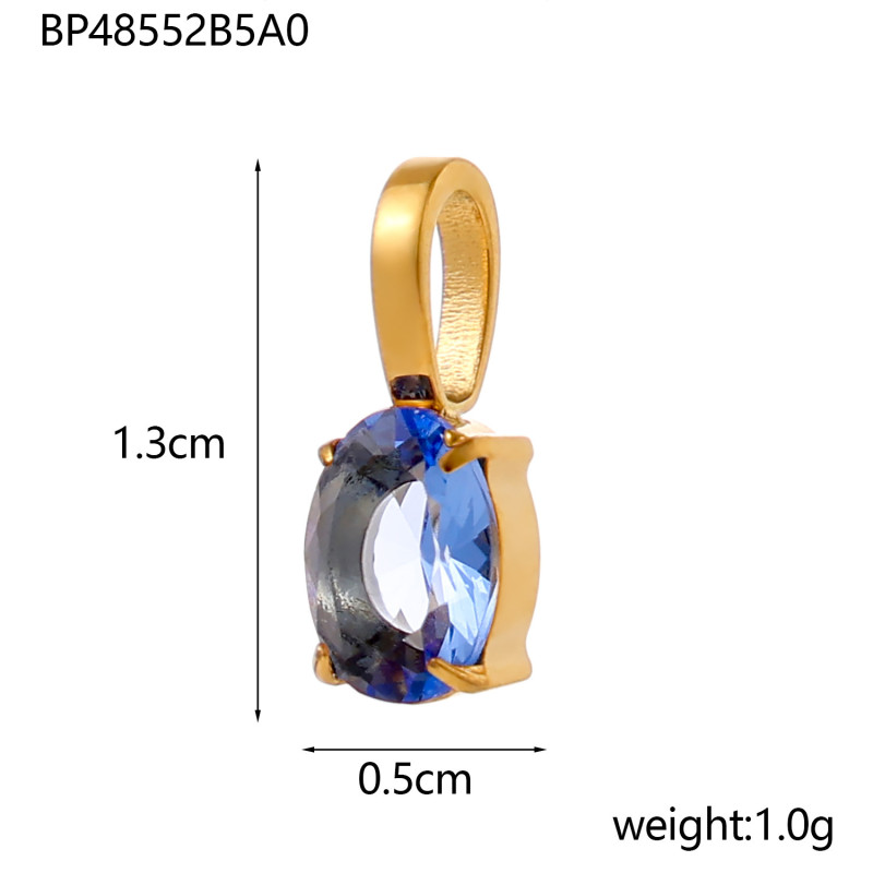 European and American Cross-Border Hot-Selling Oval DIY Round Zircon Hanging Circle Pendant Birthstone Pendant Accessories Wholesale
