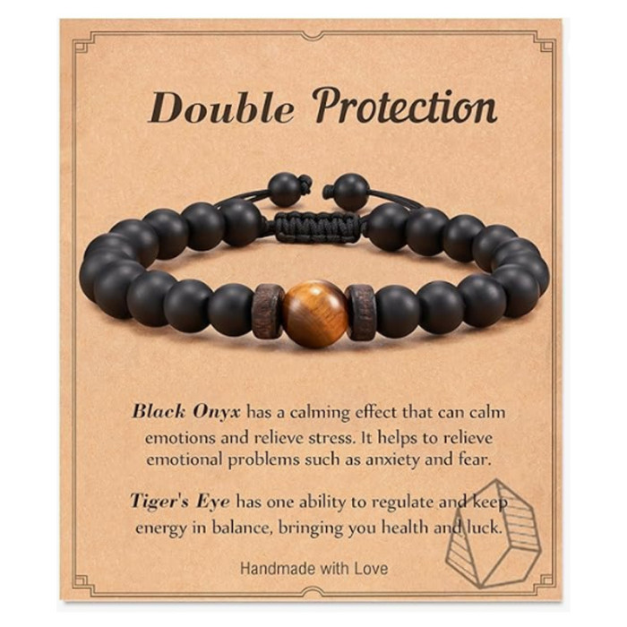 Cross-Border Hot-Selling Men's Fashion Braided Bracelet Obsidian Matte Tiger Eye Stone Volcanic Stone Beaded Pink Zebra Bracelet
