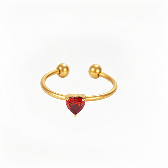 Cross-Border Hot-Selling Aperture Ring Zircon Inlaid Open Ring Stainless Steel Ins Birthstone Twisted Tail Ring