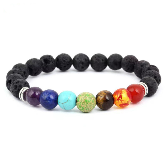 Amazon Cross-Border New Product Bracelet Men's Volcanic Stone Accessories Alloy Braided Rope Jewelry Women's Versatile High-End Bracelet