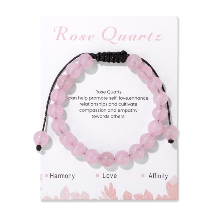 New Amazon Pink Quartz Strawberry Jam Amethyst Agate Braided Bracelet for Men Vintage Simple Adjustable Bracelet European and American Style