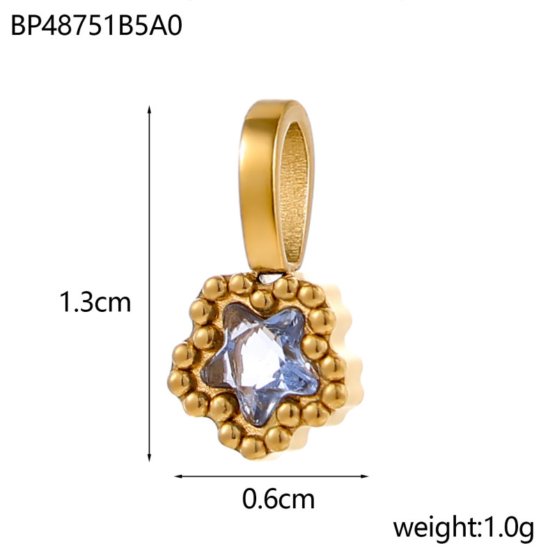 Cross-Border European and American Five-Pointed Star Zircon Pendant Accessories DIY Series Niche December Birthstone Jewelry Accessories Wholesale