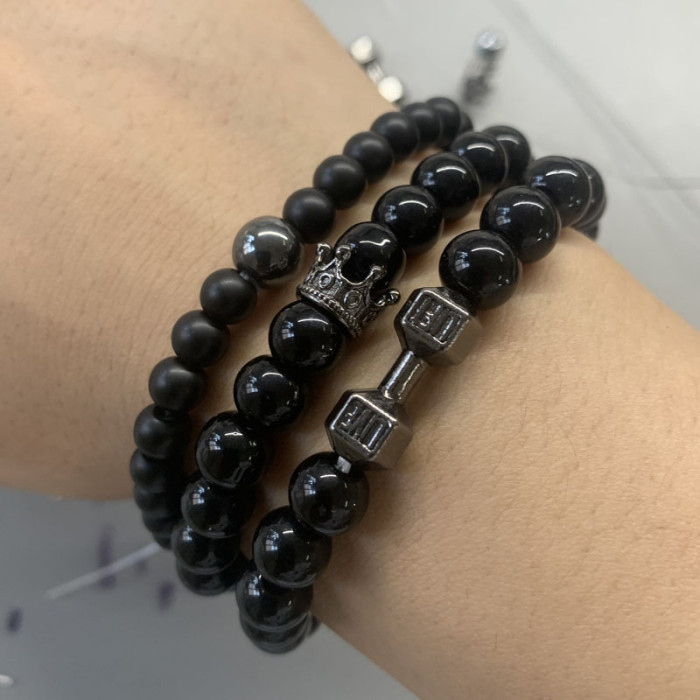 Cross-Border Foreign Trade Fashion Luxury Charm Men's Bracelet Zircon Stone Handmade Beaded Bracelet and Bangle Wholesale