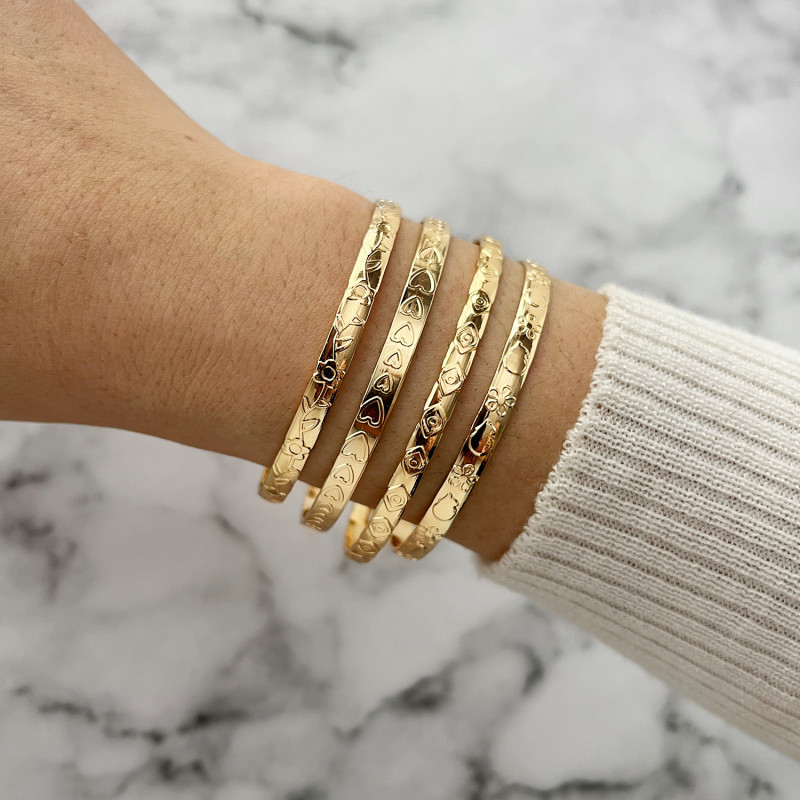 European and American Cross-Border Hammered Pattern Heart Flower Pattern Exaggerated Personality Eye of Horus Open Bracelet 4-Piece Set