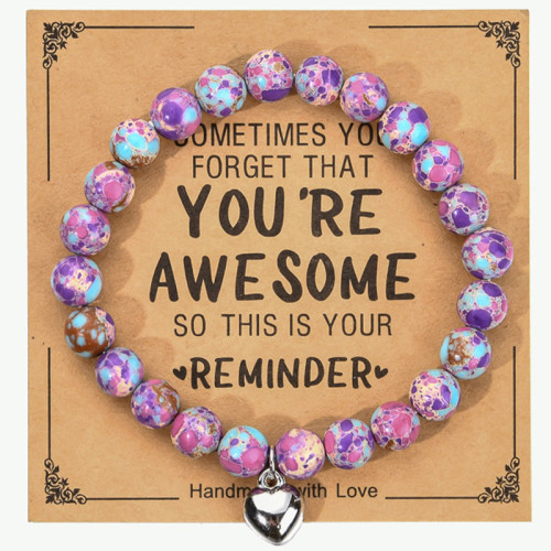 Cross-Border Jewelry Pink Zebra Stone Bead Bracelet Festival Gift for Men and Women Friendship Heart Bead Bracelet Wholesale Hot Item