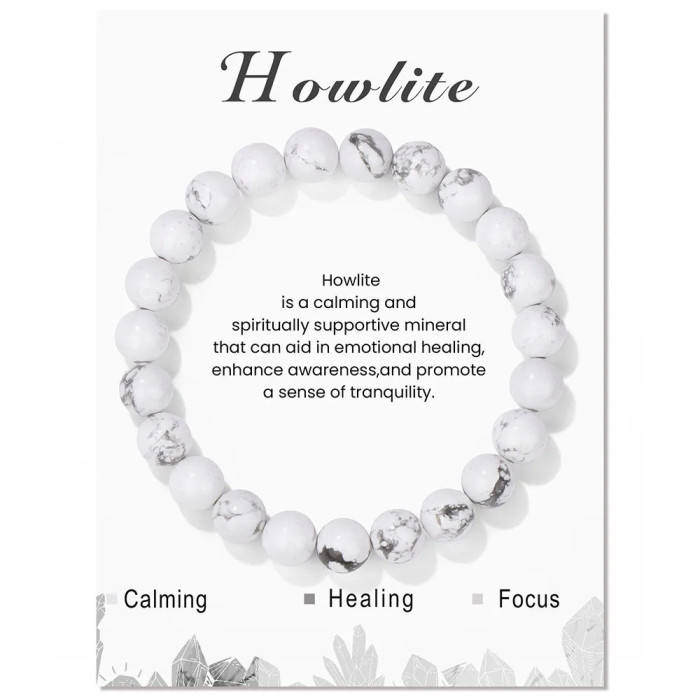Amazon Hot Selling Natural Stone Bracelet Elastic Beaded 8mm Blue Turquoise Agate Rose Quartz Beaded Volcanic Stone Bracelet