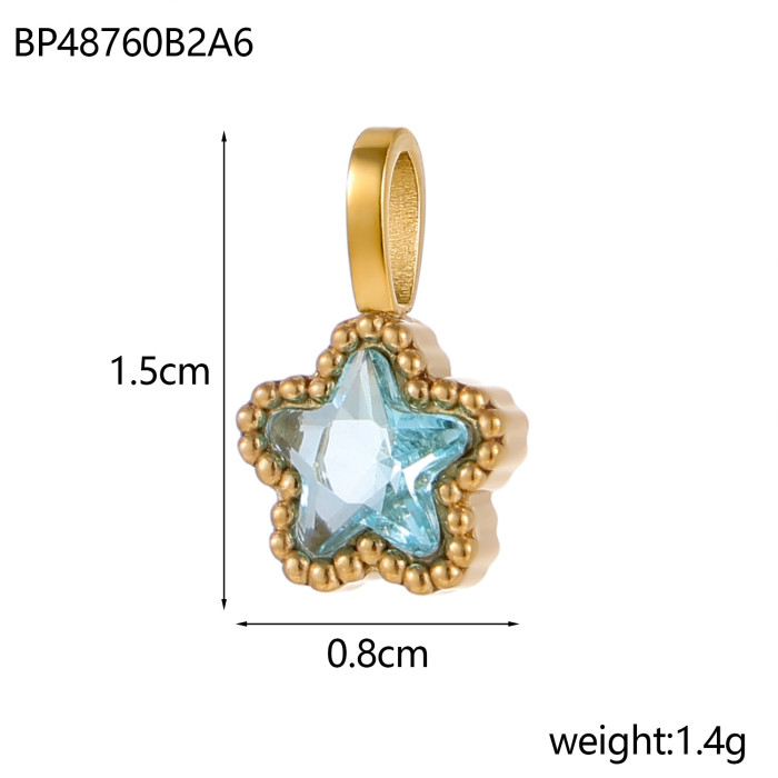 Stainless Steel with Drill Zircon DIY Earrings Jewelry Small Accessories Star Heart Water Drop Round Bracelet Necklace Accessories Wholesale