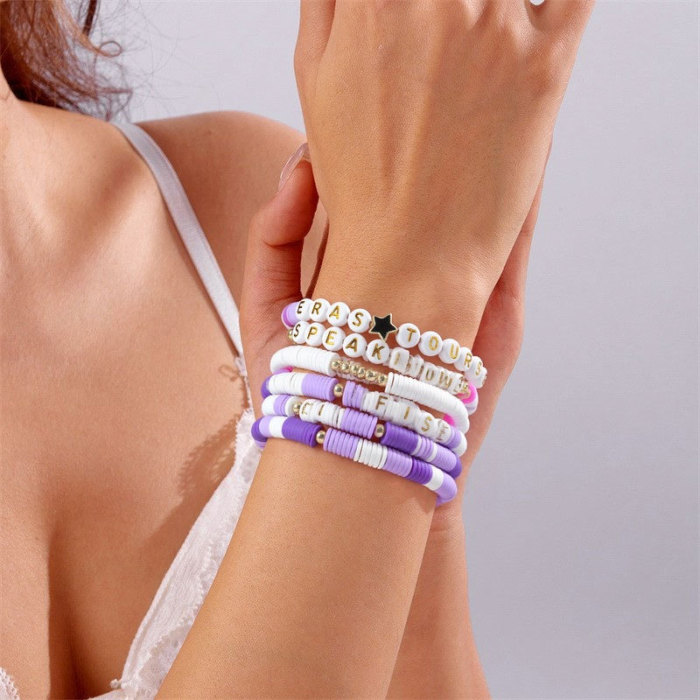 Amazon Taylor Fan Bracelet Elastic Personalized Colorful Letter Multi-layer Beaded Jewelry Set Manufacturer In Stock