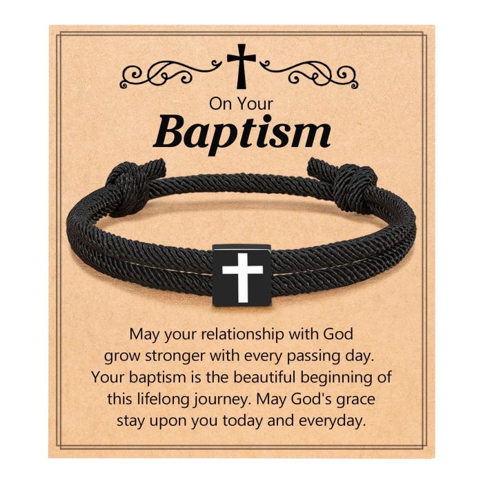 Cross Milan Rope Bracelet Back-to-School Season Easter Valentine Men's Gift Black Rope Braided Cross Milan Rope Bracelet