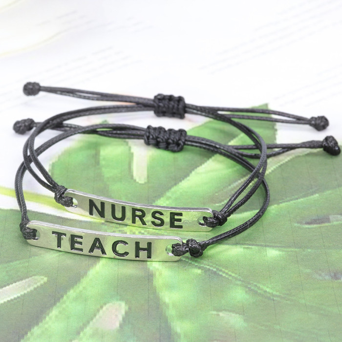 Hot-Selling Nurse ECG Woven Bracelet Stethoscope Teacher's Day Greeting Blessing Gift College Style Jewelry