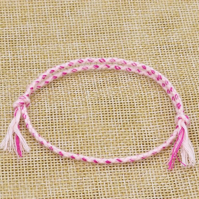 Cross-Border New Simple Peace Buckle Four-Strand Colorful Hand Rope Wenwan Thread Bracelet Handmade Woven Red Rope Bracelet
