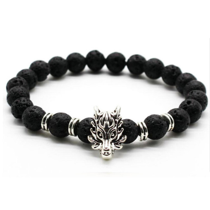Men's Volcanic Stone Bracelet Dragon Ornament Elastic Stone Bracelet Wholesale Cross-Border Hot-Selling Small Accessories