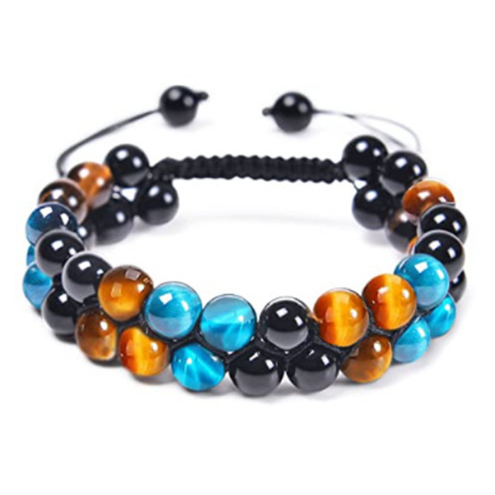 Tiger Eye Stone Cat Eye Green Turquoise Red Vein Obsidian Green Phantom Bracelet Natural Stone Woven Unisex Bracelet In Stock Wholesale
