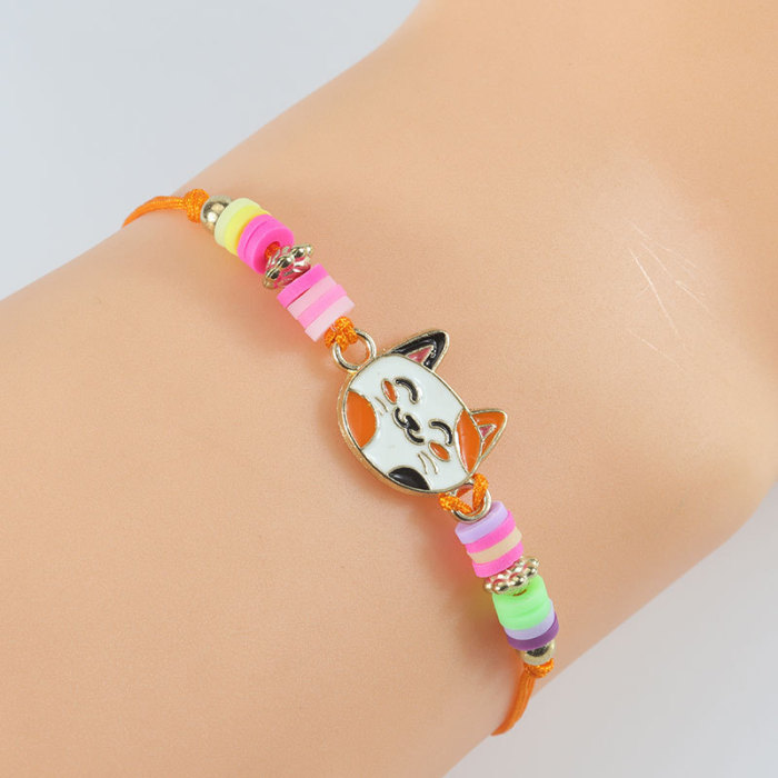 Multi-Color Cat Polymer Clay Adjustable Children's Hand-Woven Color Bracelet Spot