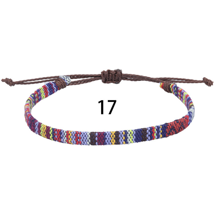 Amazon Hot-Selling Nepali Style Cotton and Linen Woven Rainbow Anklet Versatile Colorful Adjustable Ankle Rope