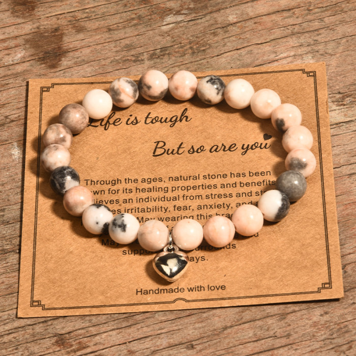Amazon Hot-Selling Bracelet with Card Dreamy Amethyst Pendant Bracelet Pink Zebra Cross Pendant Bracelet