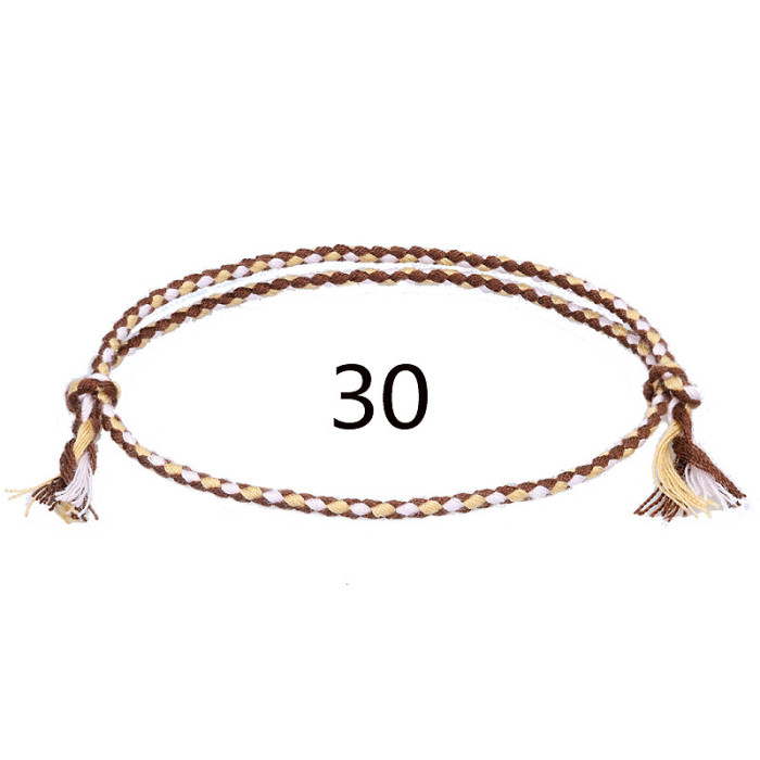 Cross-Border New Simple Peace Buckle Four-Strand Colorful Hand Rope Wenwan Thread Bracelet Handmade Woven Red Rope Bracelet