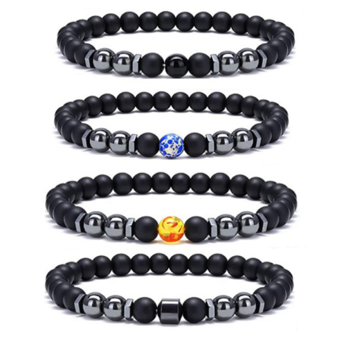 Cross-Border New Matte Black Bead Magnetic Anklet European and American Retro Snowflake Stone Magnetic Foot Jewelry Large Quantity at Great Price