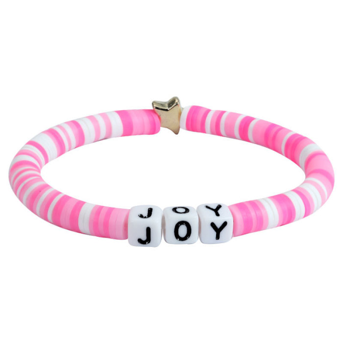 Hot-Selling Colorful Soft Clay Letter Bracelet for Teenagers DIY Elastic Friendship Bracelet Customizable Words