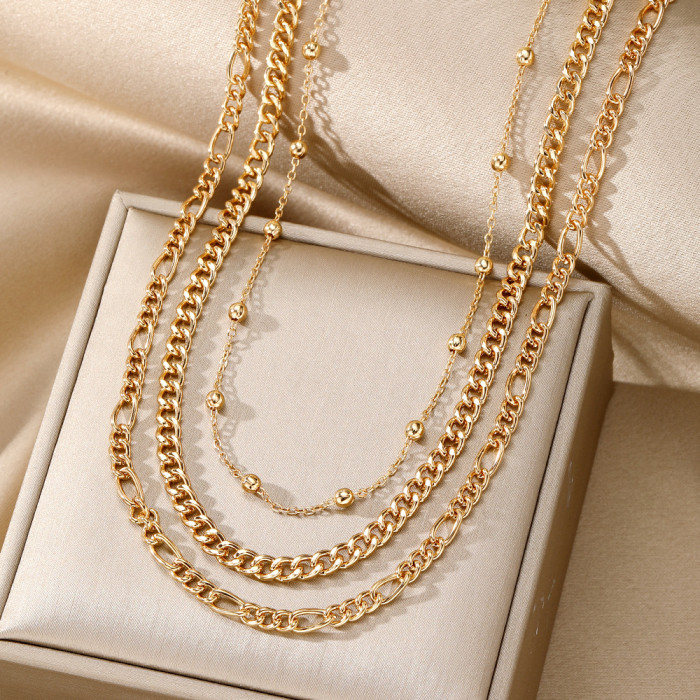 Fashion Multi-layer Stacking Basic Chain Snake Bone Chain Braided Chain Snake Bone Chain Multi-layer Stacking Style M...