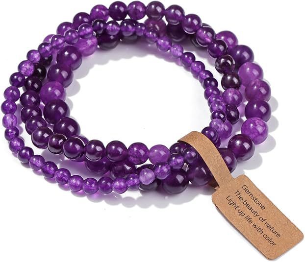 Foreign Trade Cross-Border European and American Natural Stone Vintage Bracelet Niche Retro Exotic National Style Elastic Bracelet 3-Piece Set