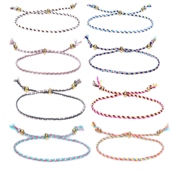 Cross-Border Hot-Selling Bracelet Woven Rope Couple Bracelet Men and Women Cultural Play Accessories Ethnic Tibetan Style Cotton Rope Copper Beads Tassel