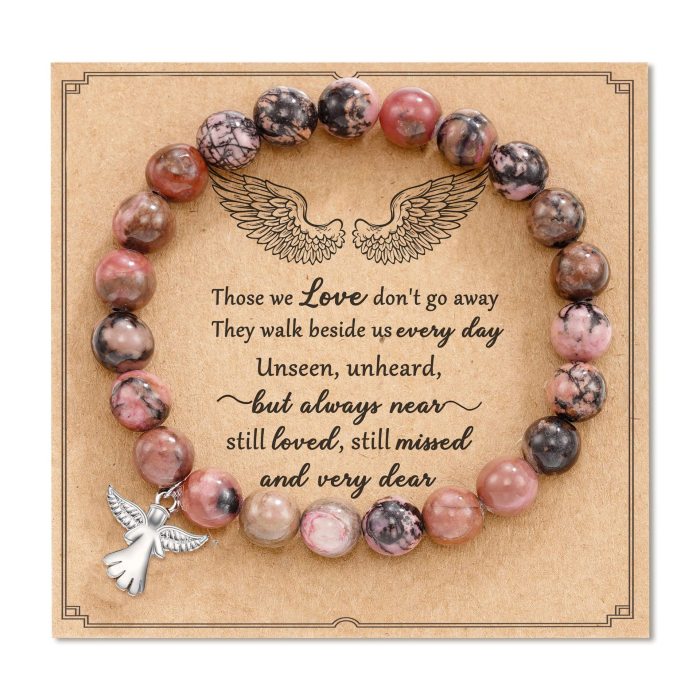 Amazon Bestselling Pink Zebra Purple Striped Agate Bracelet Free Angel Best Friend Couple Gift Bracelet Wholesale