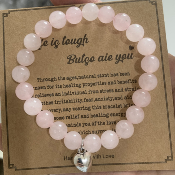 New 8mm Pink Zebra Bead Bracelet Holiday Gift for Men and Women Friendship Heart Bead Bracelet Amazon