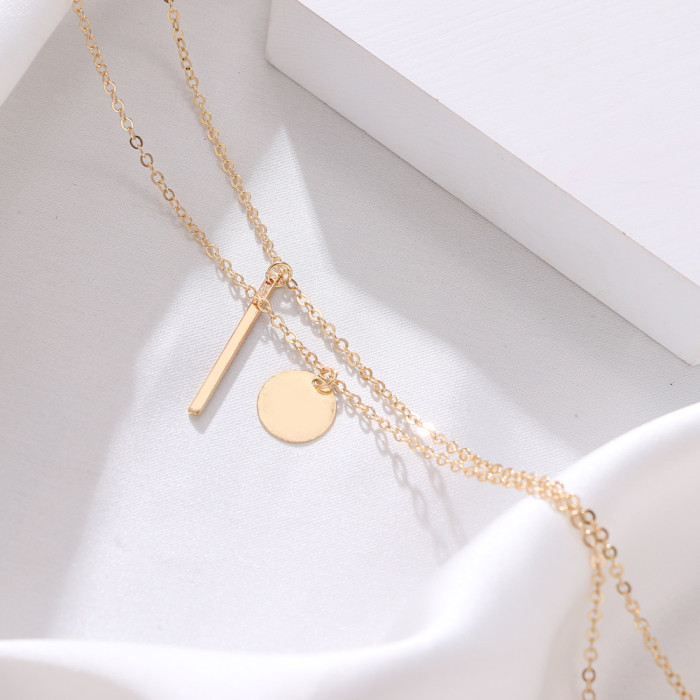 New Accessories Double Layer Stacked Pendant Simple Gold Cross Layered Necklace Amazon Jewelry