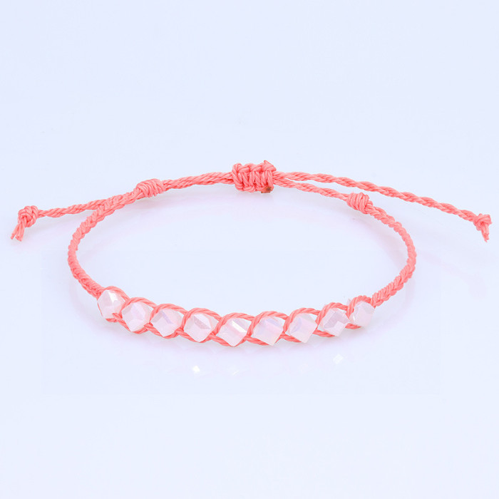 New Crystal Woven Bracelet Factory in Stock Style Cubic Crystal Beads Handmade Friendship Bracelet