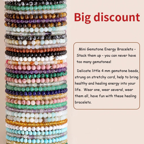 4mm Natural Agate Mini Energy Bracelet for Women Smooth Beads Semi-Precious Stone Pulsera Jewelry Bracelet