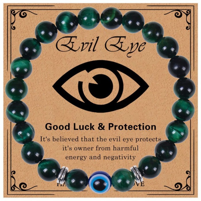 Amazon Hot Selling Devil's Eye Bracelet Blue Evil Eye Frosted Beads Single Circle Tiger Eye Stone Bracelet
