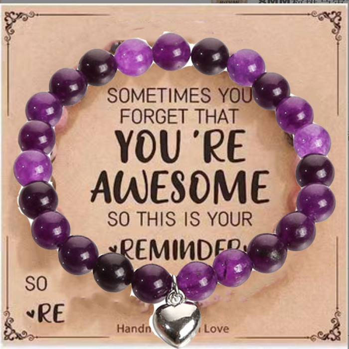 Cross-Border Jewelry Pink Zebra Stone Bead Bracelet Festival Gift for Men and Women Friendship Heart Bead Bracelet Wholesale Hot Item