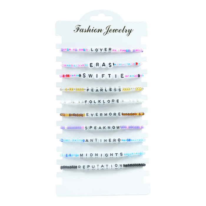 Amazon Taylor Fan Bracelet Elastic Personalized Colorful Letter Multi-layer Beaded Jewelry Set Manufacturer In Stock