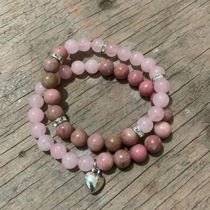 Cross-Border Jewelry Pink Zebra Stone Bead Bracelet Festival Gift for Men and Women Friendship Heart Bead Bracelet Wholesale Hot Item