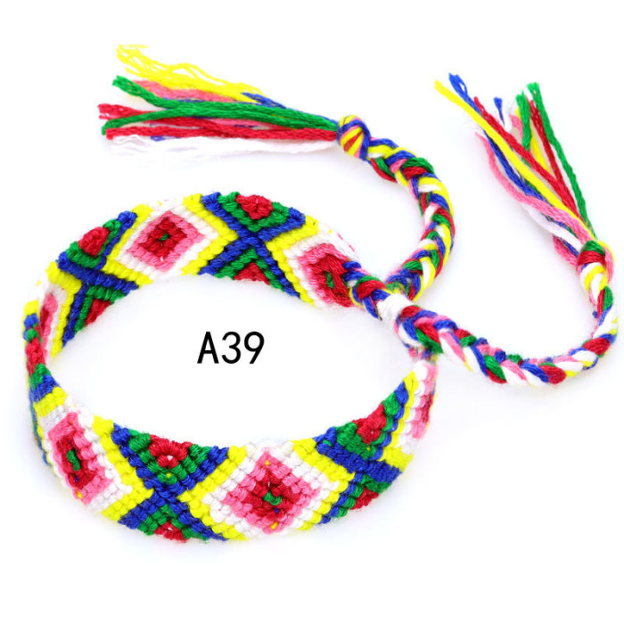 Hot-Selling Woven Bracelet Nepal Ethnic Style Handmade Woven Rainbow Lucky Fortune Friendship Bracelet