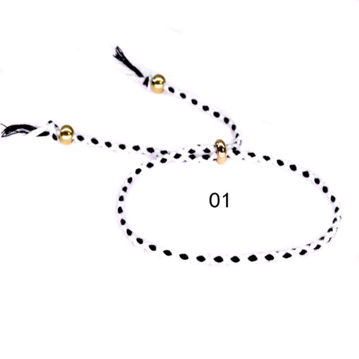 Amazon Hot-Selling Bracelet Copper Beads Tassel Hand Jewelry Colorful Cotton Thread Bracelet Unisex Ins Yiwu Foreign Trade New Model