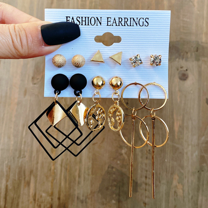 Source New Triangle Shape Hoop Earrings Set Creative Retro Fashion Alloy Earrings, Jewelry Sets