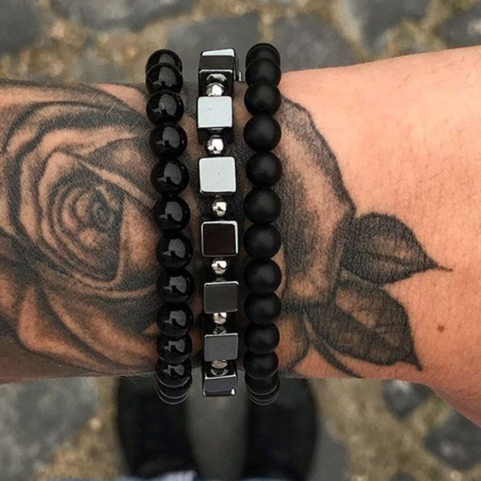 Cross-Border Foreign Trade Fashion Luxury Charm Men's Bracelet Zircon Stone Handmade Beaded Bracelet and Bangle Wholesale