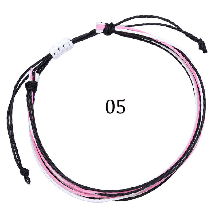 Cross-Border Hot Selling Jewelry Wholesale Taiwan Wax Thread Handmade Braided Bracelets Multicolor Rope Braided Friendship Bracelets Manufacturer