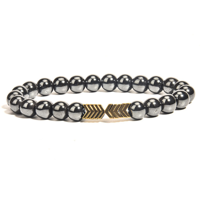 Wish Hot-Selling Magnetic Black Gallstone Copper Bracelet Colorful Small V Arrow Beaded Men's Hematite Jewelry